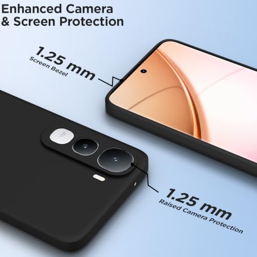 Image of Outlouders Back Cover for Vivo Y400 Pro 5G | Camera Protection | Durable Soft Matte Silicone Bumper Case (Black)