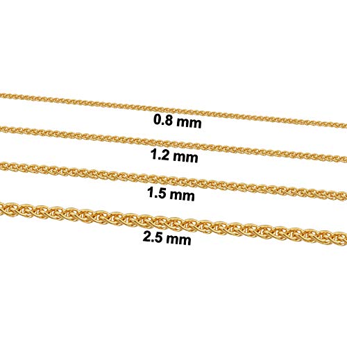Kooljewelry 14k Yellow or White Gold Filled Round Wheat Chain Pendant Necklace (0.8 mm, 1.2 mm, 1.5 mm or 2.5 mm)2