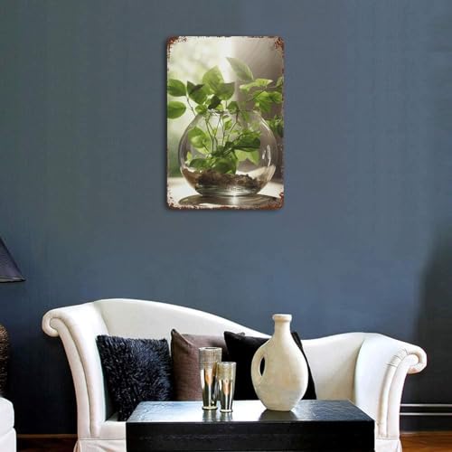 Tableau en métal vintage durable avec illustration botanique - 4