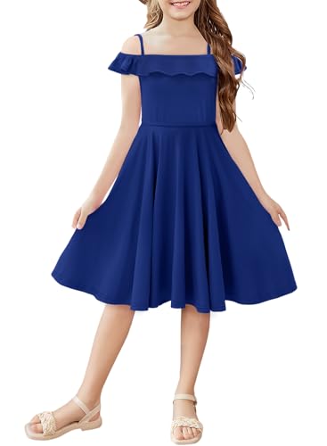 Yoklass Girls Dress Casual Round Neck A Line Ruffle Sleeve Knee Length Dresses 4-13 Years3
