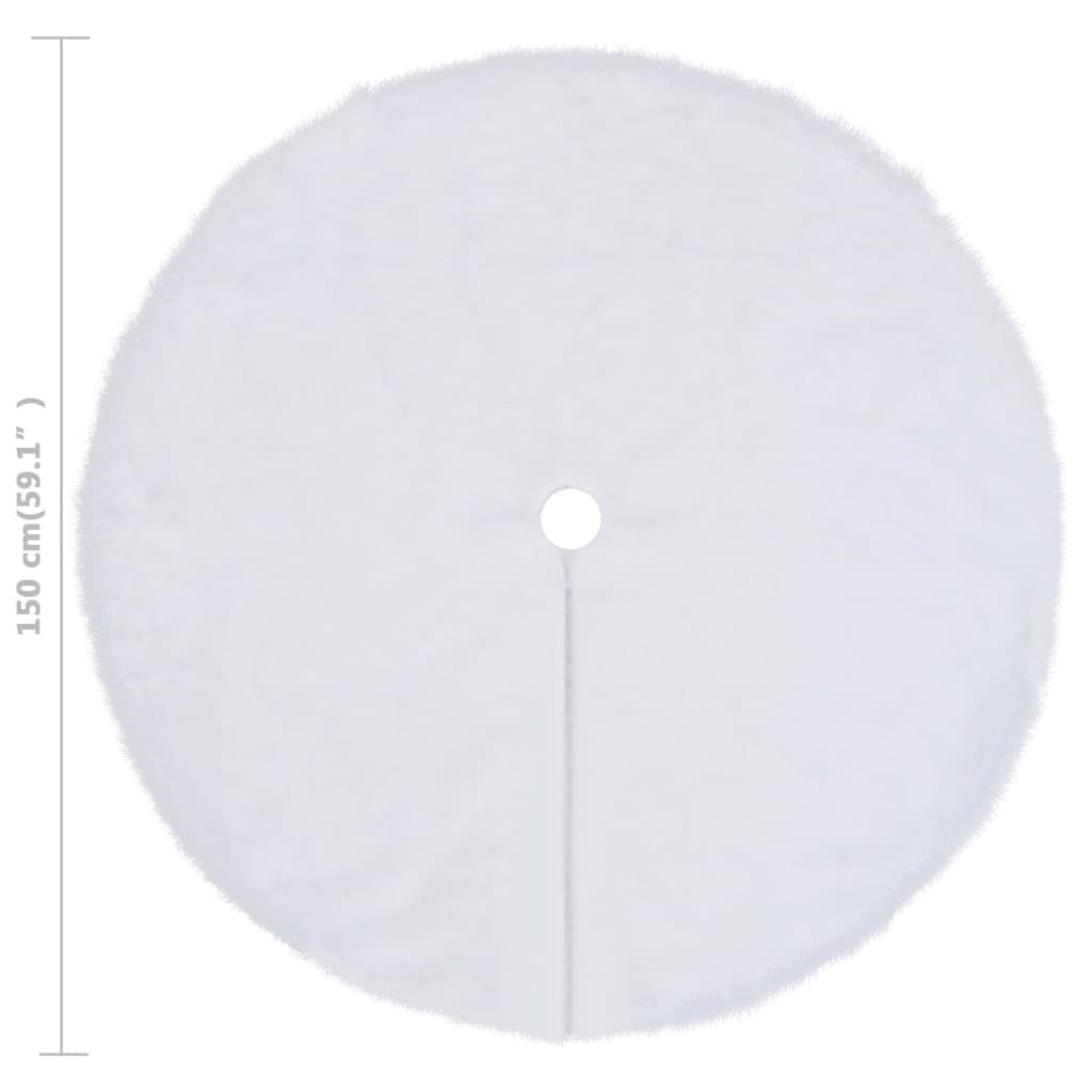 Dywanik pod choinkę biały ze sztucznego futra o gramaturze 360 g/m² z włókniną spodnią stroną o średnicy 150 cm, koc i fartuch pod choinkę, ochrona podłogi, podkładka na prezent i dekoracja
