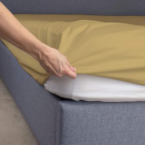 Image of Feelme Mattress Protector Single Size Waterproof Mattress Cover Ideal for Single Bed Cotton Feel Terry (75x48 Inch / 6.25x4 Feet Beige)