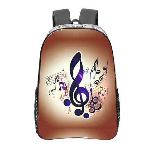 Sac à dos transparent anti-perte de temps avec poches et motifs notes de musique violettes