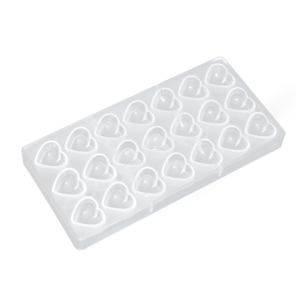 Moldes para hacer dulces, moldes de plástico transparente para chocolate, 21 rejillas, mini bandeja para hornear en forma de corazón para mousse, gelatina, hogar, cocina