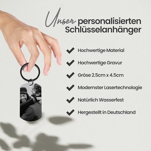 Meinearmbänder „Partner“ Personalisierter Schlüsselanhänger mit Foto & Gravur | Individueller Schlüsselring mit Schwarz/Weiß Bild | Ideales Erinnerungsstück für Paare