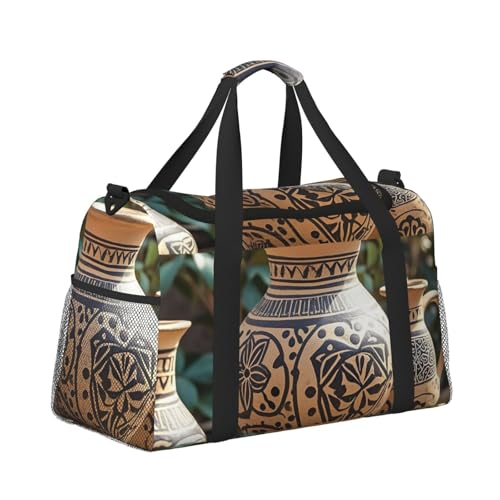 Africa Ethnic Pottery Travel Duffel Bag Lightweight Waterproof Carry On Tote Bag Foldable Weekender Overnight Bags Sport Gym Bag For Women Men3