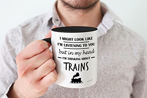 Stuff4 Steam Train Gifts for Men, in My Head I'm Thinking About Trains Mug - Image 4