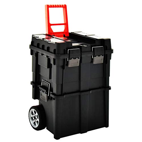 Extaum Werkzeug-Organizer Trolley Werkzeugkoffer Aufbewahrungskiste Werkzeugtrolley mit Griff Stapelbar 46×36×41 cm 1 Extaum Werkzeug-Organizer Trolley Werkzeugkoffer Aufbewahrungskiste Werkzeugtrolley mit Griff Stapelbar 46×36×41 cm
