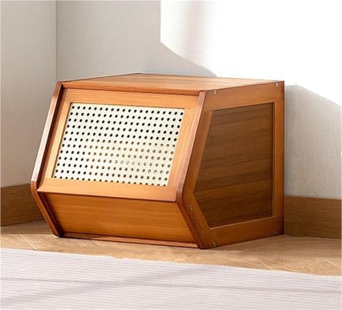 Armario de almacenamiento de bambú resistente, cómoda, apilable, puerta abatible, diseño de vid de imitación, despensa de cocina, mueble de exhibición de coleccionista (marrón, 35 cm)