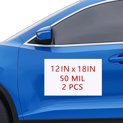 Image of 2 Pack Blank Car Magnets, 12 inch x 18 inch Custom Car Magnet Signs for Vehicle, Flexible Magnetic Bumper Sticker Sheet for Car to Advertise Business and Personalized Decal, Prevent Scratches Dents