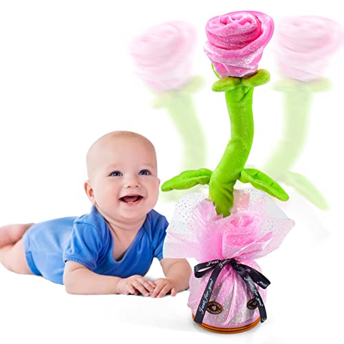 Dancing Cactus Toy Repeat What You Say, Talking Cactus Toy Singing Cactus Mimic Toy Baby Toys for 1 Year Old Boys Girls Kids Gifts, Baby Encourage Speech Toys (Pink)