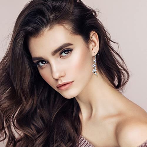 PATISORNA 925 Sterling Silver Earrings Dangle Earrings for Women|Spiral Multi Crystal Drop Earrings|iridescent Statement Earrings Jewelry Gifts for Her2