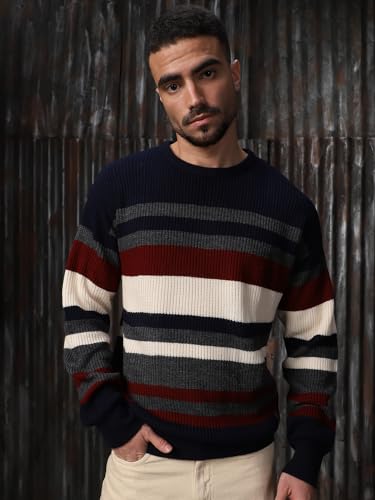 Image of High Star Men Acrylic Knitted Regular fit Round Neck Full Sleeves Sweaters 30