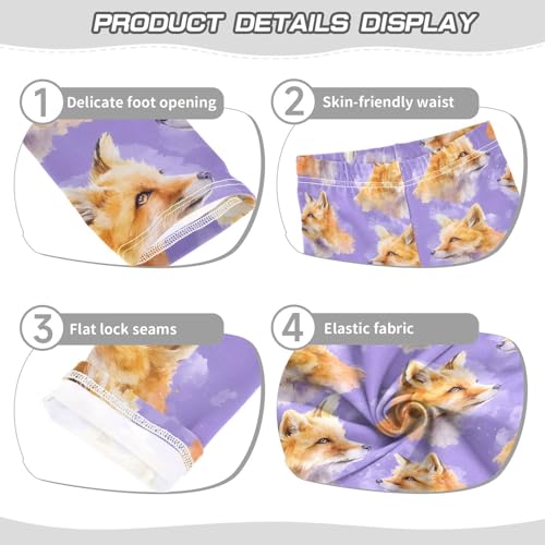 Fox Purple Tie Dye Girls Leggings Soft Stretch Workout Yoga Dance Pants for Kids Casual Tights3