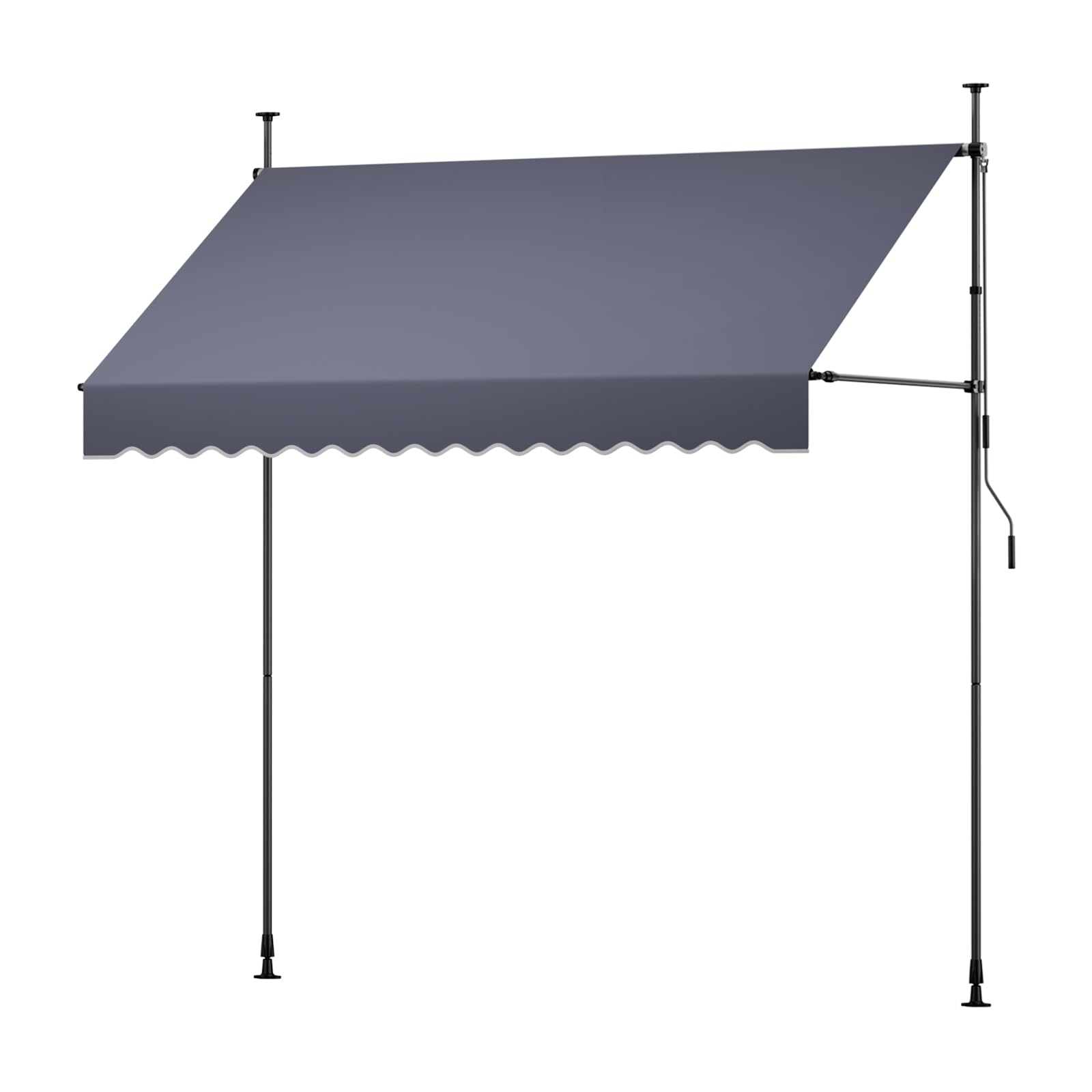VEVOR Toldo Manual Retráctil 250 cm, Toldo Enrollable Exterior, Altura Ajustable, Protección Solar UV, Estructura de Aluminio, Manivela Articulada, Instalación sin Taladro, Parasol para Jardín Balcón