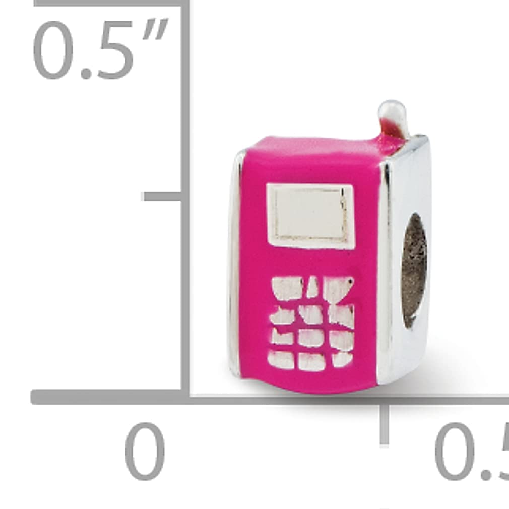 Srebro wysokiej próby 925 zawieszka do bransoletki dzieci emaliowany różowy koralik do telefonu komórkowego dziecięca linia elegancka biżuteria dla kobiet prezenty dla niej