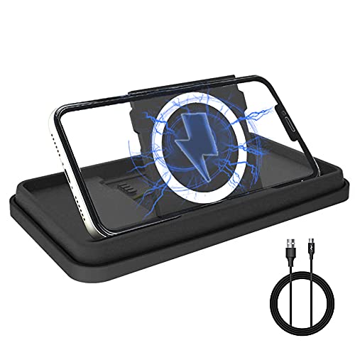Car Wireless Charger Pad 15W/10W/7.5W Qi Fast Wireless Car Charger Pad Mat Stand Car Wireless Charging Pad Phone Holder Mount for iPhone 12/Mini/11/Pro Max/XS/XR/X/8, Samsung S10/S9/S8/Note10/Note9