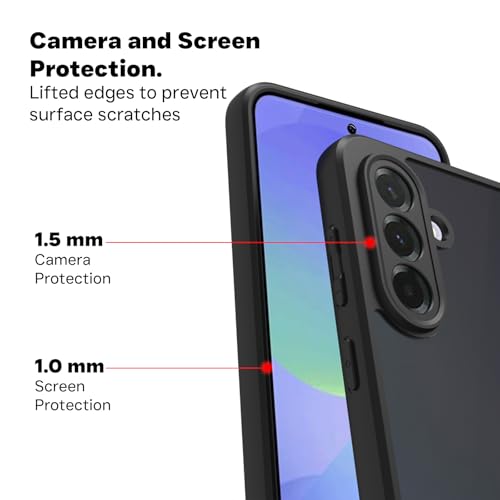 Image of RIGGEAR Shockproof Sleek Hybrid Armor Back Cover Case for Samsung Galaxy A36 5G (Smoke Black Matte PC + Black TPU Bumper)