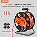 VEVOR 100 FT Retractable Extension Cord Reel with 4 Outlets & Heavy Duty 14AWG SJTOW Power Cord Cable, Portable Handle and Safety Overload Circuit Breaker, for Outdoor Indoor Toolshed Garage Use