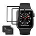 MoKo Tempered Glass Screen Protector for Apple Watch 42mm, [2-PACK] Premium HD Clear Shield Cover Anti-Scratch Film for iWatch 42mm Series 1 / 2 / 3 2017, Black (Not Fit Apple Watch 38mm)
