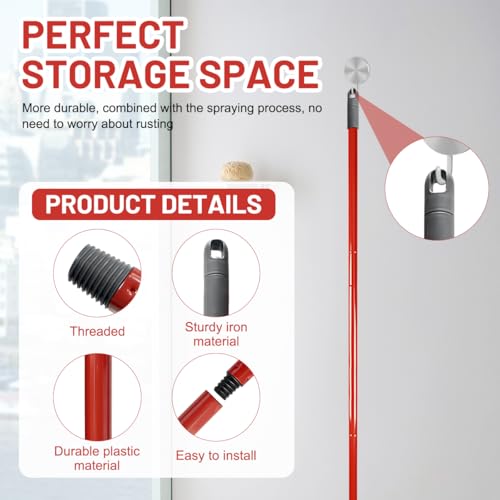 wischmopp 4-teiliger Edelstahl Moppstiel – Kompatibel mit Turbo & EasyWring Ersatzstange für wischmop ersatz – langlebig, Verstellbar, Platzsparend