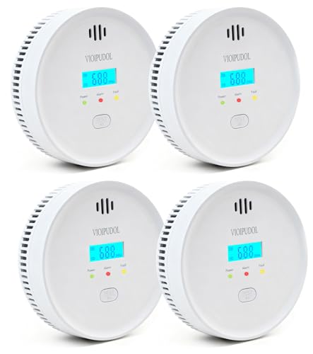 Image of Smoke and Carbon Monoxide Detector with Digital Display, 10-Year Lifespan with Replaceable Lithium Battery, Photoelectric Fire Alarm and Electrochemical CO Alarm with Test /Silence Button, 4 Pack