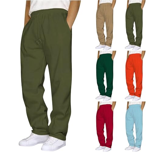 Mens Wide Leg Sweatpants Loose Casual Elastic Waist Drawstring Trousers Jogger Baggy Sports Pants with Pockets