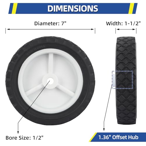 GIGOOL 7 Inch Wheels for Oregon 72-107 Hand Trucks, Replacement Wheels Fit for Lawn Mower Wagon Utility Cart, Pack of 2