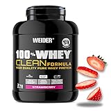 Weider - 100% Whey Clean Formula, Concentrado de Proteínas de Suero de Leche Fresca Obtenida de Vacas de Pasto, Sin Edulcorantes Artificiales ni Azúcar Añadido, Sabor Frambuesa - Bote con 2 kg