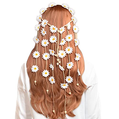 Kaneorooir 2Pcs Flower Hippie Headband Floral Crown Summer Sunflower Hair Accessories for 70 S Costumes Style - Image 2