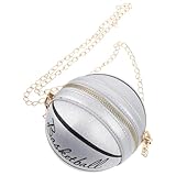 [LIFKICH] チェーン付きバスケットボール形状クロスボディバッグ レディース 軽量レザー 多機能ショルダーバッグ メイクポーチ兼用 夏のカジ