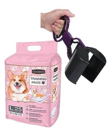 Goodies Training Pads for Dogs | 25 Pee Pads | 60 x 90CM | Pet and Puppy | 100% Leak Proof | & Non-Breakable Poop Scooper Small for Pets
