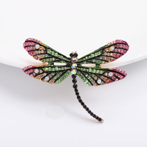 Image of Dragonfly Brooch and Pins for Women Enamel /Rhinestone Crystal Dragonfly Animals Brooches Jewelry for Mom Wife Elegant Dress Accessories Birthday Gifts