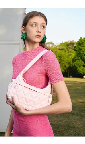 Image of JANKS Small Puffer Crescent Shoulder Bag for Women, Nylon Quilted Puffy Crossbody Purse, Cute Hobo Shoulder Handbags