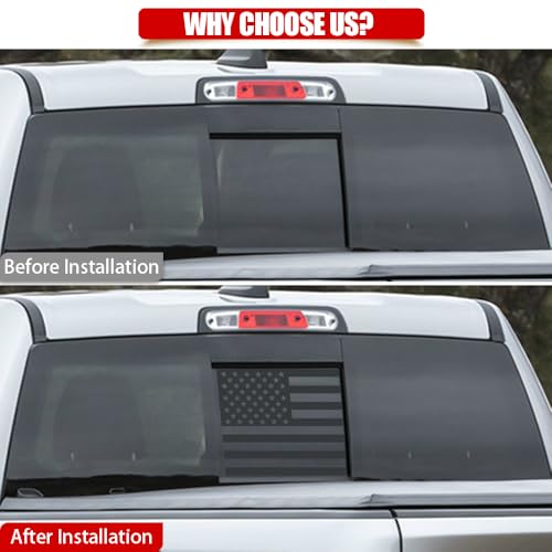 Image of USA Flag Decal for Truck Back Window,Car Decal and Sticker,American Decal for Pickup,Decals for Dodge Ram 2009-2024(Black-Ram)