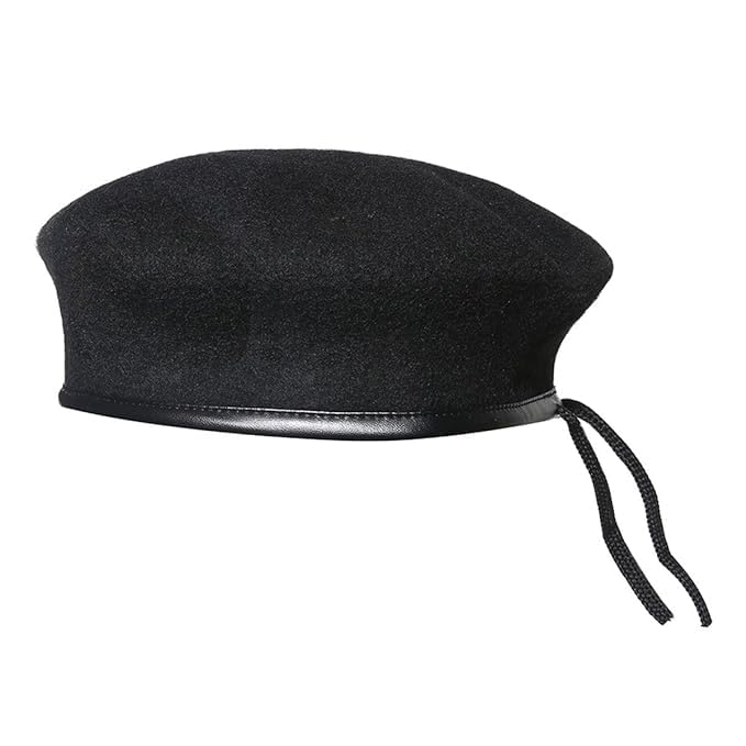 ecraftmart Unisex French Woolen Beret Cap, Traditional Rajputana Army Style Berets Hat for Men & Women (in, Alpha, Free Size, Black) - Image 4 thumbnail