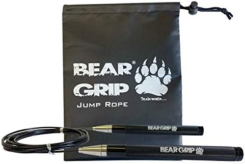 BEAR GRIP – Elite Speed Skipping Rope for Fitness Conditioning and Fat Loss. Self-Locking Aluminium Anti-Slip Handles. Crossfit, MMA, Boxing, High Intensity Training (HIIT) and Double Unders