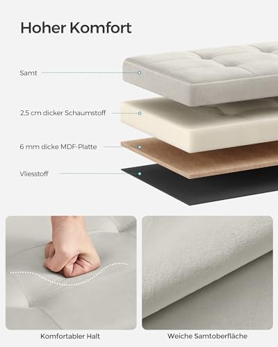 SONGMICS Sitzhocker mit Stauraum, Faltbar, 131 L, Samt – Ansicht 3