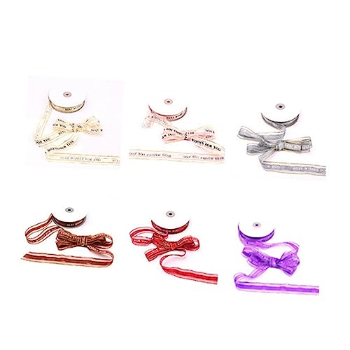 SEWOART Packaging Decorative 2.5cm Gold Edge Ribbon English Double-Sided Soft Strong for All Occasions