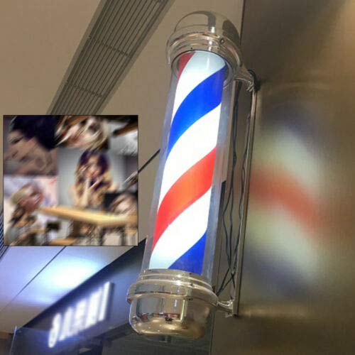 Miniatura 8 de DNYSYSJ Luz LED giratoria para barbería, barra de luz LED clásica de barbería, tiras giratorias para barbería, letrero abierto (32 pulgadas)