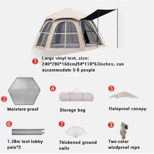 Carpa de lona hexagonal negra para camping familiar miniatura 5