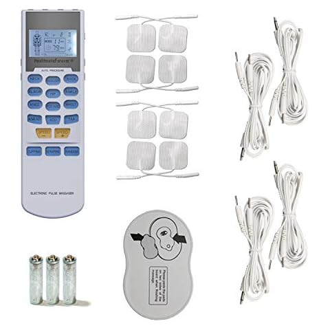 HealthmateForever YK15AB TENS unit EMS Muscle Stimulator 4 outputs 15 modes Handheld Electrotherapy device | Electronic Pulse Massager for Electrotherapy Pain Management Pain Relief Therapy: Chosen by Sufferers of Tennis Elbow, Carpal Tunnel Syndrome, Arthritis, Bursitis, Tendonitis, Plantar Fasciitis, Sciatica, Neck Back Pain, Shin Splints, Hamstrings and other Inflammation Ailments Patent No. US Cover