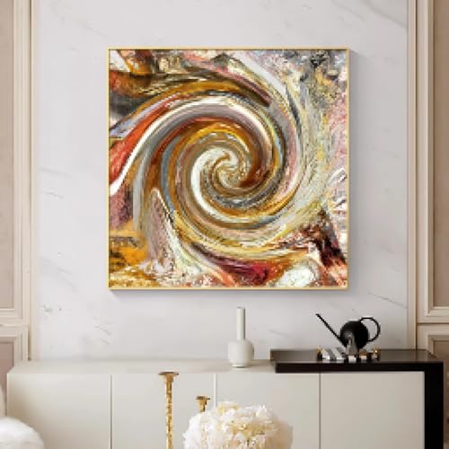 Tornade abstraite Vortex Gold affiche murale salon 30x30cm pour une atmosphere chaleureuse