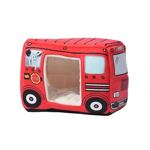 Sandqvipa車、バス、犬小屋、折りたたみ、猫小屋、四季猫用寝袋、小型犬、取り外し可能、洗える、ノンスティック (Lサイズ(50×36×40cm、15kg以下のペットに適しています),レッド)