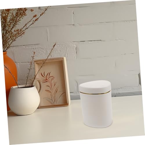 Mini papelera de mesa blanca con tapa de presión miniatura 4