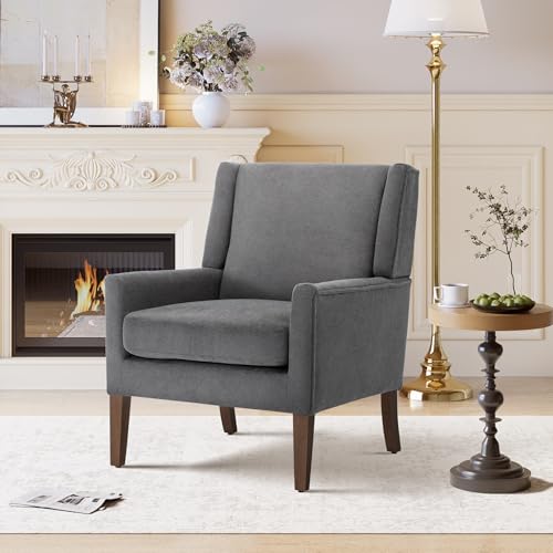 Accent Chairs for Living Room, Mid-Century Wooden Fabric Living Room