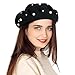 Black Beret Hats for Women Classic Pearl Wool French Beret Hat for Women Girls Elegant Fall Outfit Party Travel Winter Accessories