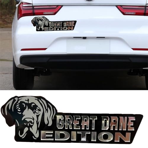 Image of Cute Dog Car Badge Laser Cutting Car Emblem,Funy 3D Acrylic Dogs Badge Rated Car Emblem Automotive Badge Decals and Stickers for Car, Truck, Rv, Boat Exterior Decoration (Dane B)