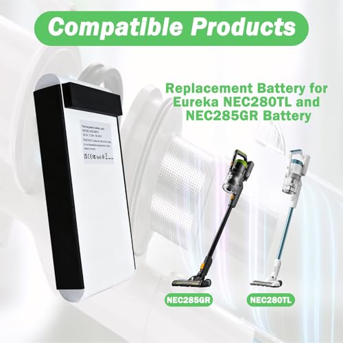 Image of 25.2V Replacement Battery for Eureka NEC280TL and NEC285GR Cordless Vacuum Cleaner