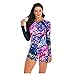 Produktbild IHEHUA Einteilige Blumen Einfarbig Badeanzug Damen Push Up figurformend Bauchweg Monokini Verstellbarer Reißverschluss Bademode Sport Schwimmanzug(A-Rosa,42)